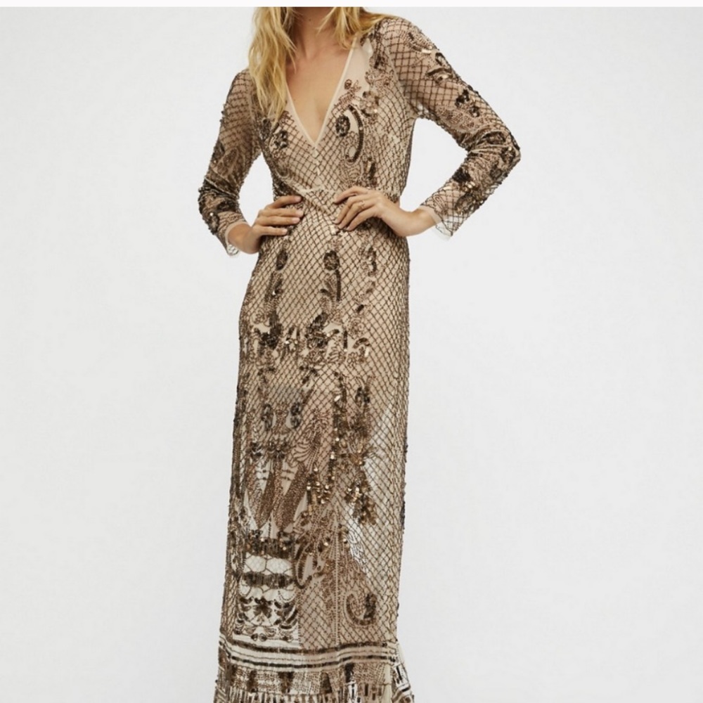 Free People Art Deco embellished maxi